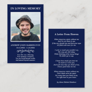 Simple Memorial Photo Funeral Card