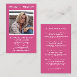 Simple Memorial Photo Funeral Card