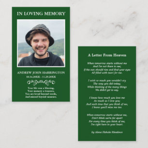 Simple Memorial Photo Funeral Card