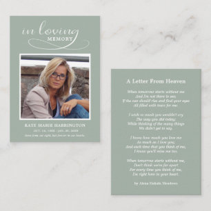 Simple Memorial Photo Funeral Card