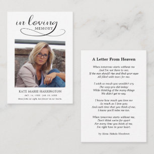Simple Memorial Photo Funeral Card