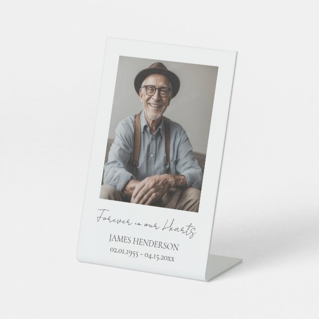 Simple Memorial Photo  Pedestal Sign (Front)