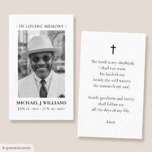 Simple Memorial Prayer Funeral Photo Mini Card