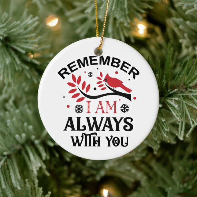 Simple Memorial Red Cardinal Christmas Ceramic Ornament (Tree)