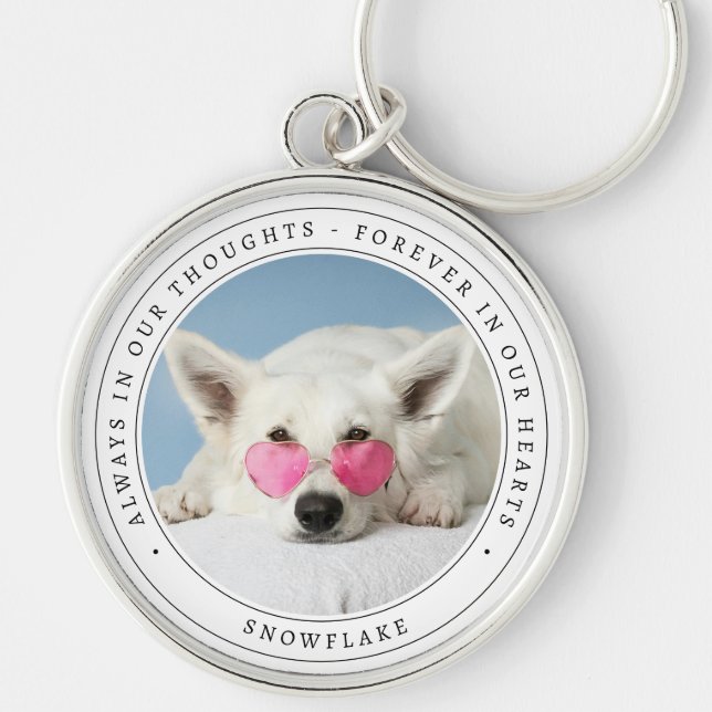 Simple Memorial Remembrance Pet Photo Key Ring (Front)