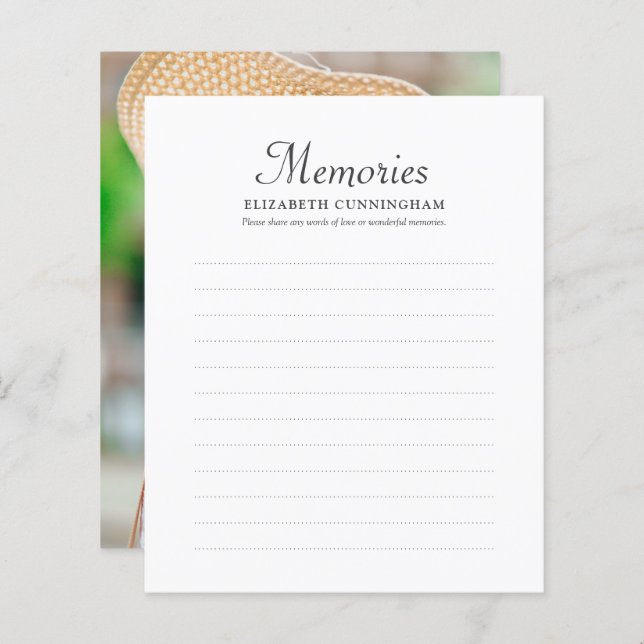 Simple Memories Photo Funeral Attendance Card (Front/Back)