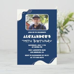 Simple Men Photo 74th birthday invitations 
