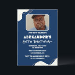 Simple Men Photo 86th birthday invitations<br><div class="desc">Simple 86th birthday invitations Men Photo navy Blue modern</div>