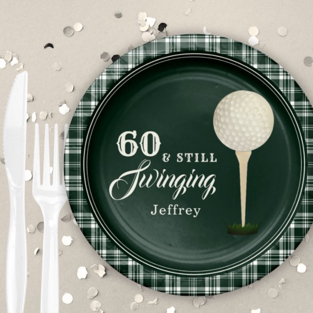 Simple Men's Golf Milestone Birthday Party Paper Plate (Creator Uploaded)