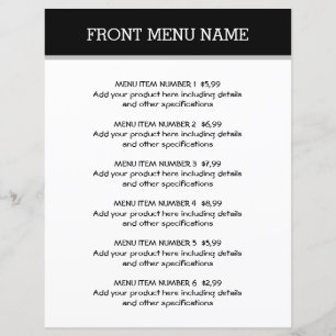 Simple menu price list template for any business