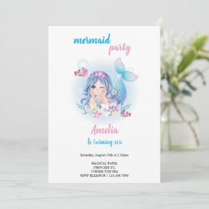 simple mermaid birthday invitation