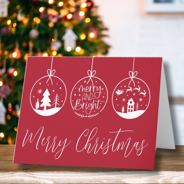 Simple Merry And Bright Christmas Holiday Card (Red Simple Merry And Bright Christmas Holiday Card)