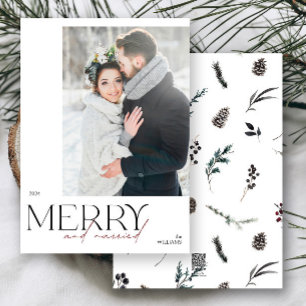 Simple Merry and Married Newlyweds Photo Holiday