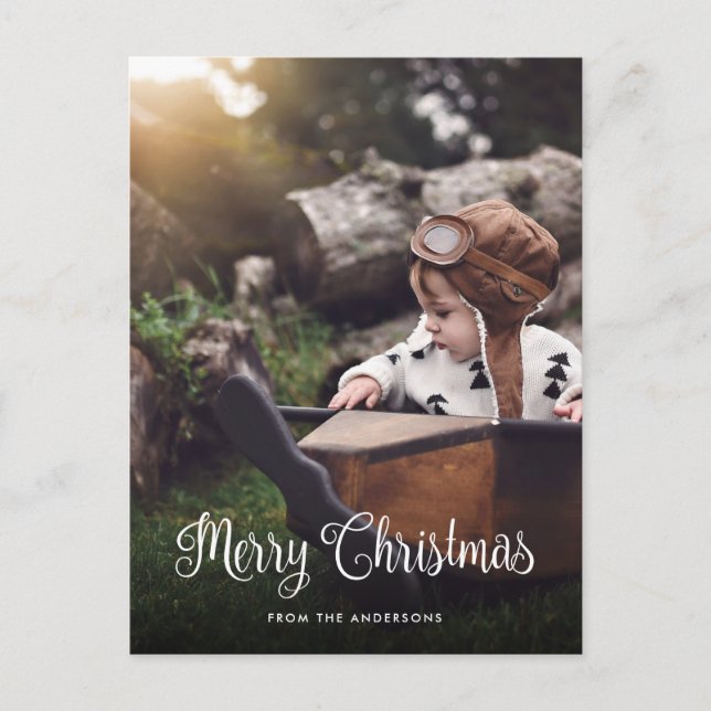 Simple Merry Christmas 2 Photo Postcards (Front)
