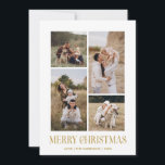 Simple Merry Christmas 4 Photo Collage | GOLD Holiday Card<br><div class="desc">Send your holiday greetings this Winter Holiday season with our minimalist and stylish holiday card, featuring a stunning 4-photo collage on the front and a striking "Merry Christmas" message in modern GOLD COLOR typography with retro vibes. Personalise the front of the card with your own photos and name for a...</div>