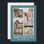 Simple Merry Christmas 4 Photo Collage | SEA Holiday Card<br><div class="desc">Send your holiday greetings this Winter Holiday season with our minimalist and stylish holiday card, featuring a stunning 4-photo collage on the front and a striking "Merry Christmas" message in modern white typography with retro vibes over a classic Festive SEA QUEST background. Personalise the front of the card with your...</div>