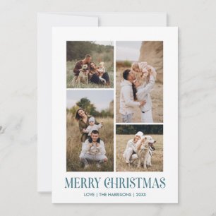 Simple Merry Christmas 4 Photo Collage   Sea Holiday Card