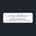 Simple Merry Christmas Black Script Holiday Return Address Label<br><div class="desc">Simple Modern Black Merry Christmas Script Holiday Return Address Label</div>