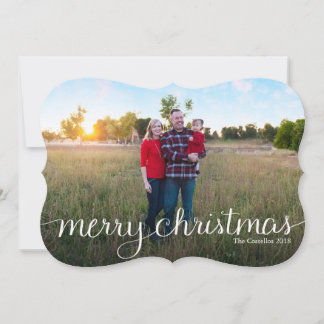 Simple Merry Christmas Full Bleed Photo 2 Holiday Card