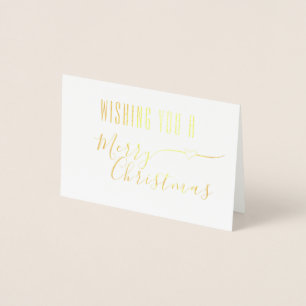 SIMPLE MERRY CHRISTMAS GOLD SCRIPT XMAS HOLIDAYS FOIL CARD