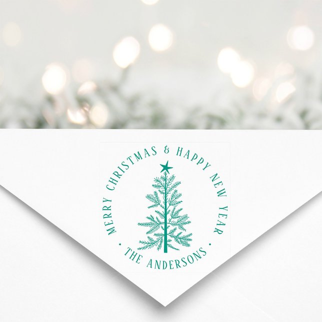 Simple Merry Christmas & Happy New Year Round  Rubber Stamp (Creator Uploaded)