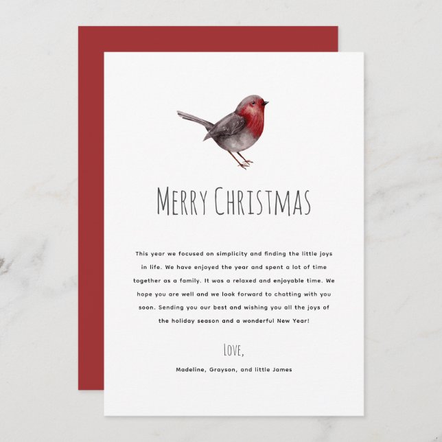 Simple Merry Christmas Letter Holiday Card (Front/Back)