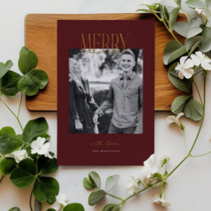 Simple Merry Christmas Minimal Holiday Photo Card