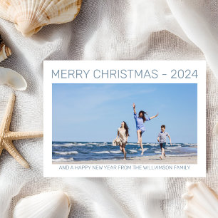 Simple Merry Christmas Modern Photo Holiday Card