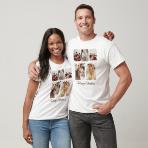 Simple Merry Christmas Photo Collage T-Shirt