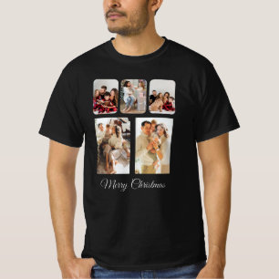 Simple Merry Christmas Photo Collage T-Shirt