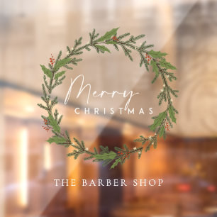 Simple Merry Christmas Pine Berries Green Wreath