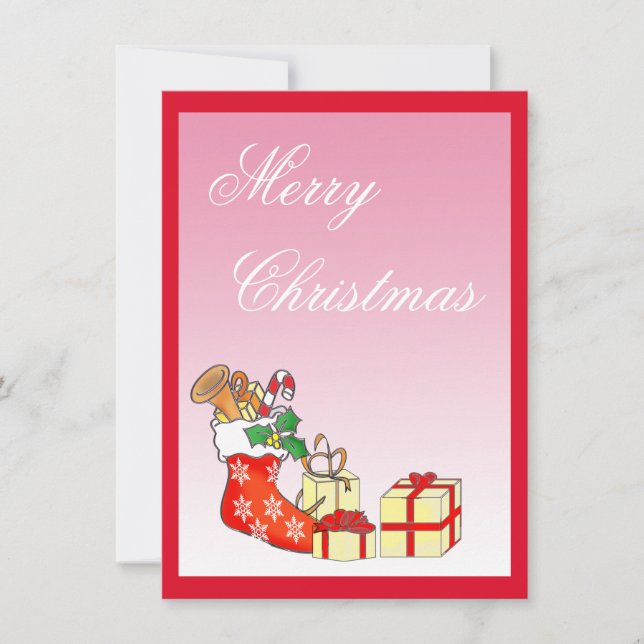 Simple Merry Christmas Pink Card (Front)