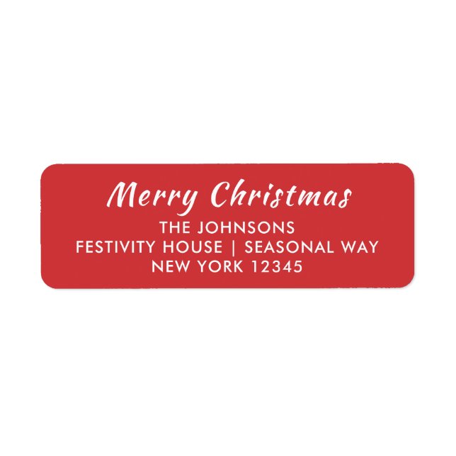 Simple Merry Christmas Red Return Address Label (Front)