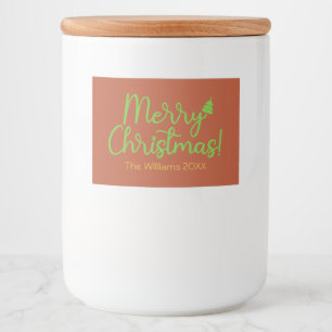 Simple Merry Christmas Reddish-Brown Food Label