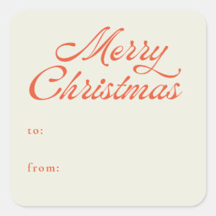 Simple Merry Christmas Retro to from Holiday Gift Square Sticker