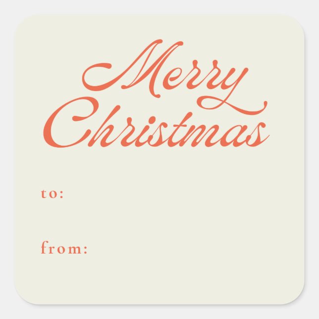 Simple Merry Christmas Retro to from Holiday Gift Square Sticker (Front)