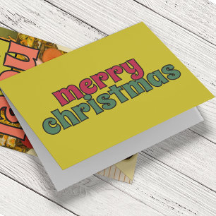 Simple Merry Christmas Retro Vintage Holiday Card
