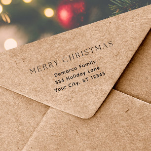 Simple Merry Christmas Return Address Rubber Stamp