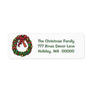 Simple Merry Christmas Wreath Return Address Label