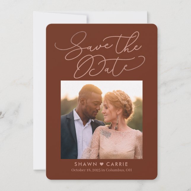 Simple Message EDITABLE COLOR Save The Date Card (Front)