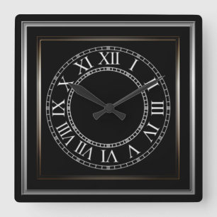 Simple Metal Frame Black 2 Square Wall Clock