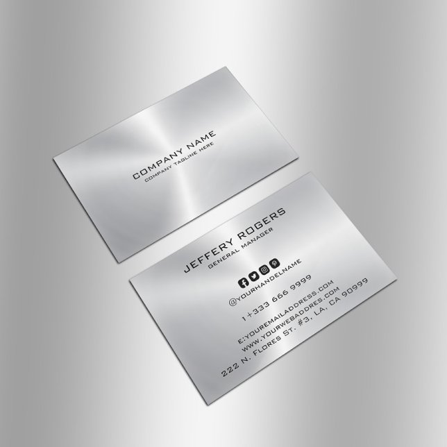 Simple metallic silver texture business card (Creator Uploaded)