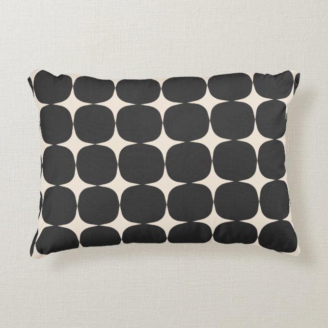 Simple Mid Century Modern Black and Cream Pattern Decorative Cushion (Front)