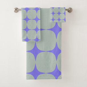 Simple Mid Century Modern Purple Blue Pattern Bath Towel Set
