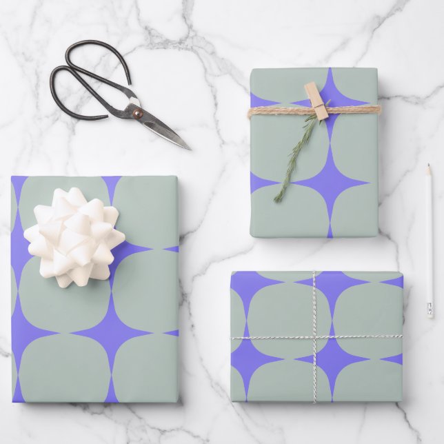 Simple Mid Century Modern Purple Blue Pattern  Wrapping Paper Sheet (Front)