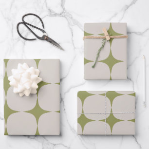Simple Mid Century Modern Sage Green Pattern  Wrapping Paper Sheet