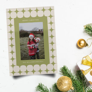 Simple Mid Century Modern Sage Green Photo Holiday Card