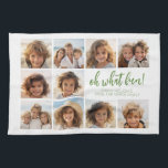 Simple Minimal - 10 Photo Grid - Oh What Fun Tea Towel<br><div class="desc">A 10 photo template in a simple grid with a white border. White background with a fun script and a sans serif font for the greeting. Type is in a muted green.</div>
