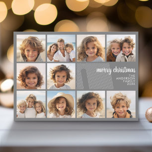 Simple Minimal - 10 Photo - Zen Arch Grey White Holiday Card