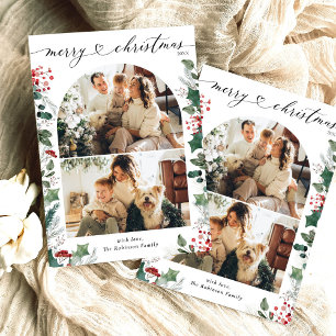 Simple Minimal 2 Photo Arch Merry Christmas Card